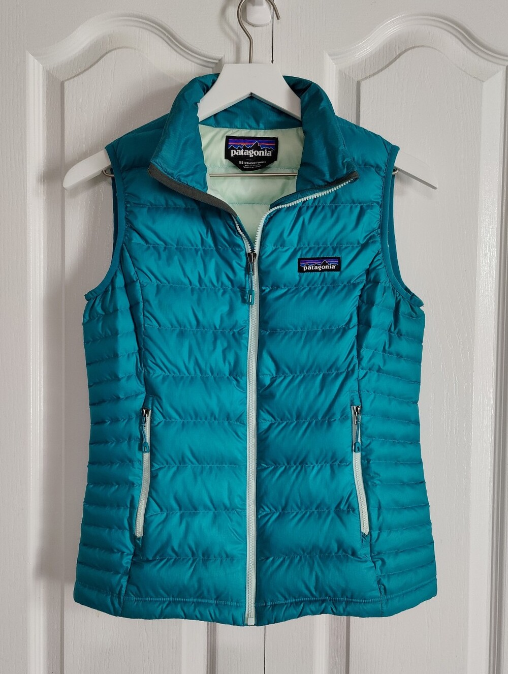 Patagonia Down Sweater Vest Womens XS Teal Blue 800 Fill Down Puffer Packable
